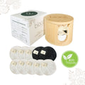 Bamboo Cotton Reusable Makeup Remover Pads (10 Pack) - Washable Sustainable - Cotton Laundry Mesh Bag - Bamboo Storage Container