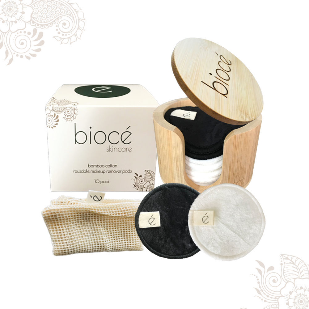 Bamboo Cotton Reusable Makeup Remover Pads (10 Pack) - Washable Sustainable - Cotton Laundry Mesh Bag - Bamboo Storage Container
