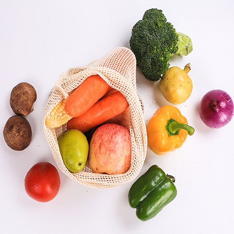 Reusable Cotton Grocery Mesh Bags - 5 Bags