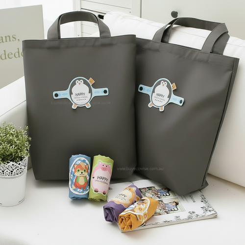 Creative Cartoon Foldable Shopping Bags – Colour: Grey, Pack Size: 1 Bag