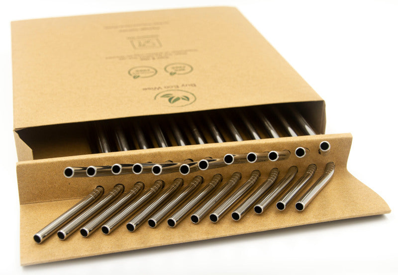 Bent Stainless Steel Reusable Drinking Straws 25 Pack