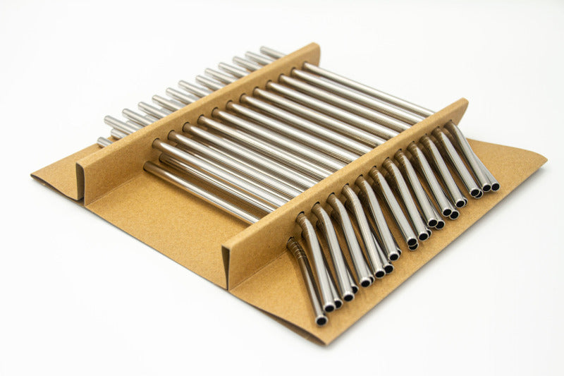 Bent Stainless Steel Reusable Drinking Straws 25 Pack