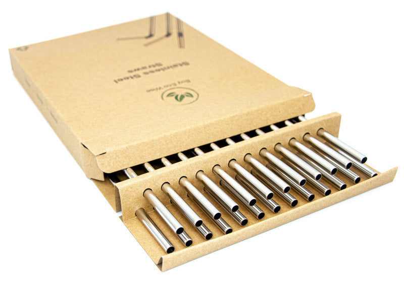 Straight Stainless Steel Reusable Drinking Straws 25 Pack