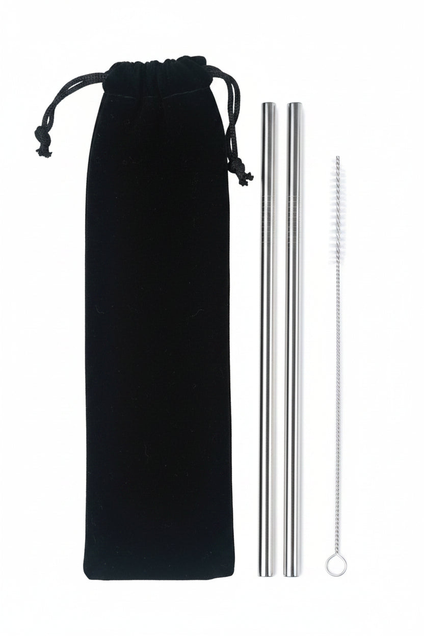 2 Pack Reusable Stainless Steel Drinking Straws