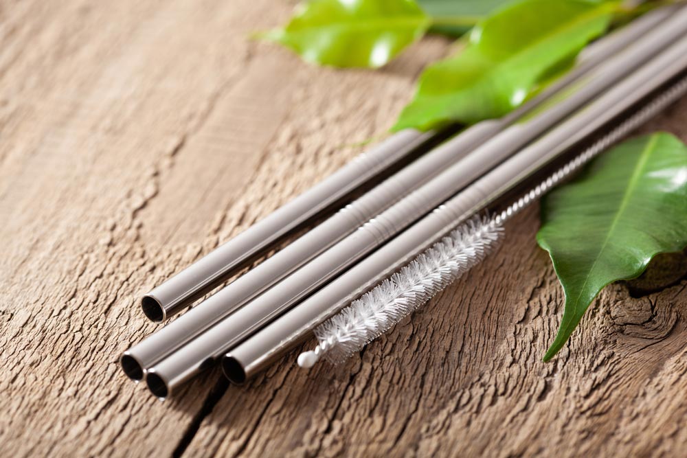 2 Pack Reusable Stainless Steel Drinking Straws