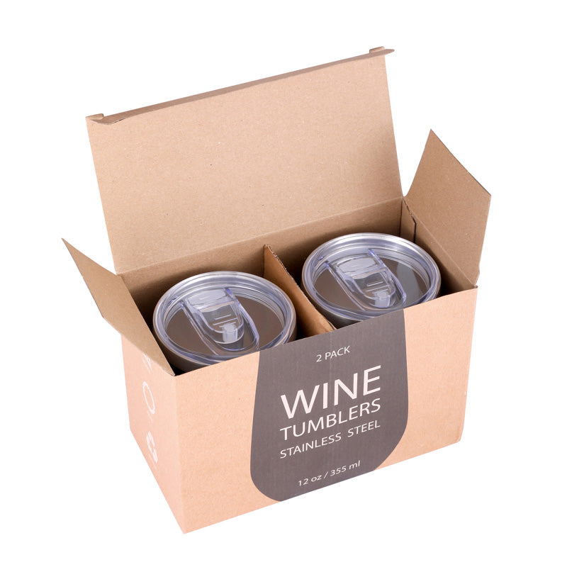 Black Insulated Wine Tumblers 2-Pack 355ml