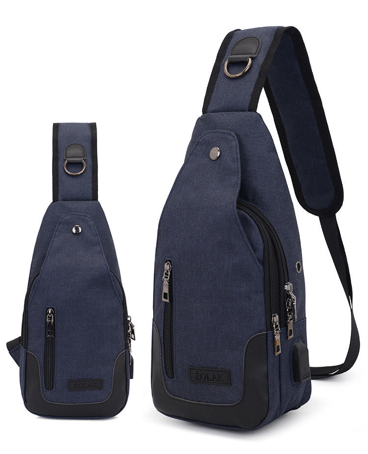 Cross Body Shoulder Sling Bag with USB Charge – Colour: Blue