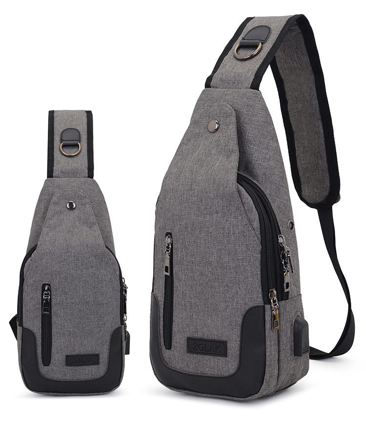 Cross Body Shoulder Sling Bag with USB Charge – Colour: Grey
