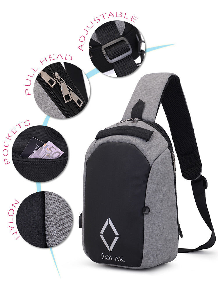Cross Body Messenger Sling Bag with USB Charge