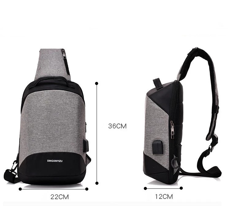 Anti-Theft Sports Shoulder Chest Bag with USB Charge