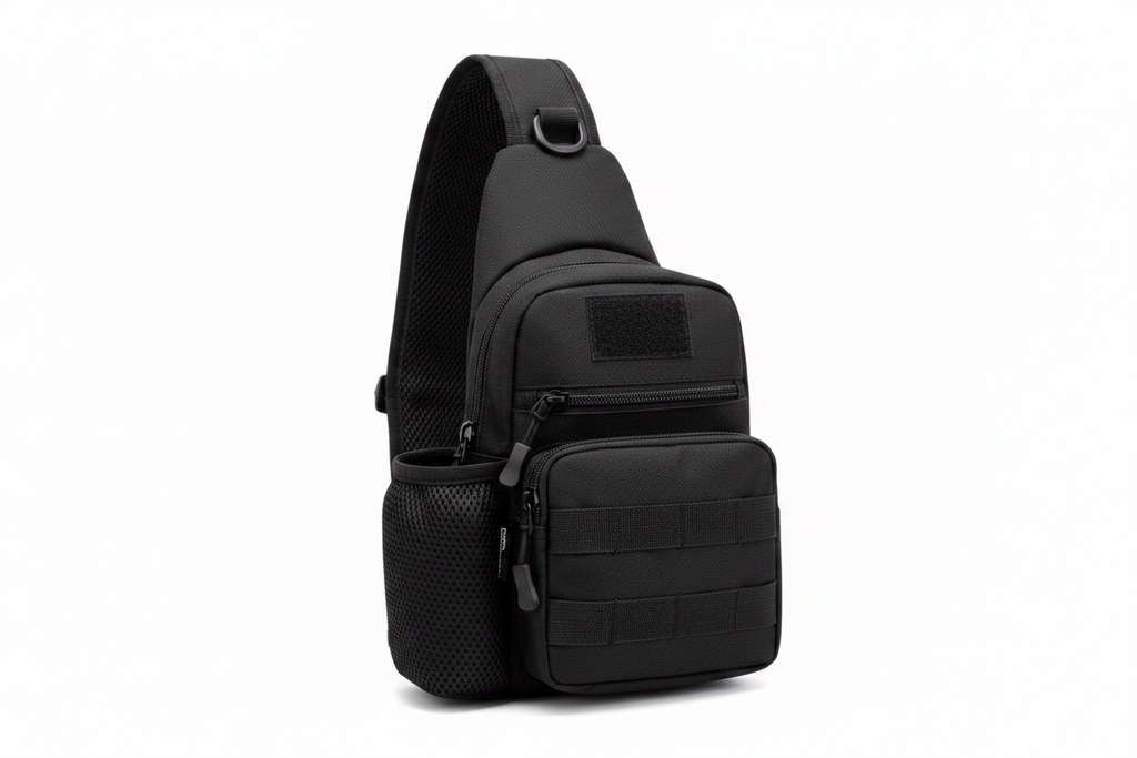 Sports Camouflaged Cross Body Chest Sling Bag Black