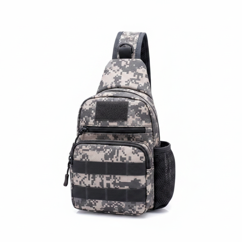 Sports Camouflaged Cross Body Chest Sling Bag Gray