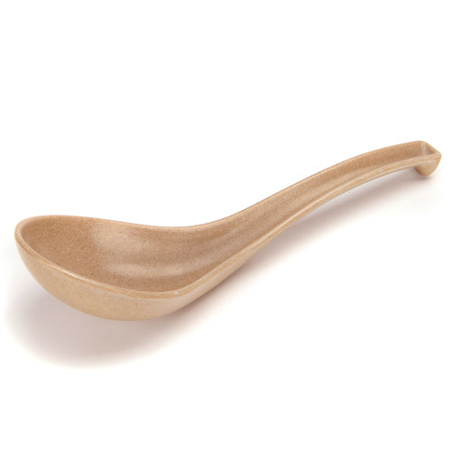 A light tan rice-husk serving spoon with a matte finish.