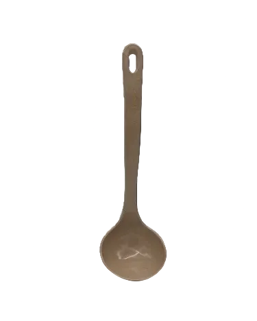 A single rice-husk spoon with a long handle and a small oval cutout at the top, shown against a plain white background.