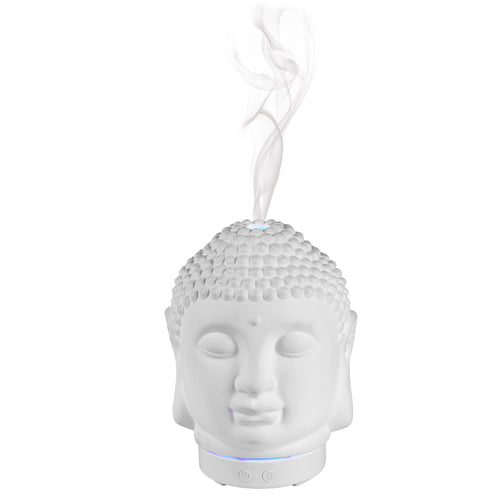 Ceramic Buddha Essential Oil Diffuser – 100ml – Ceramic, White, 100ml