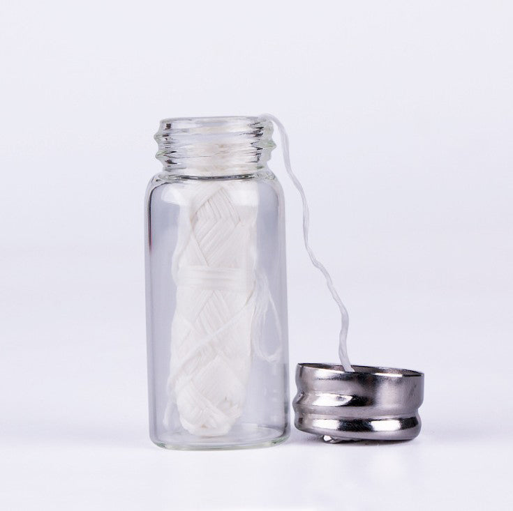 Natural Silk Dental Floss in Glass Bottle
