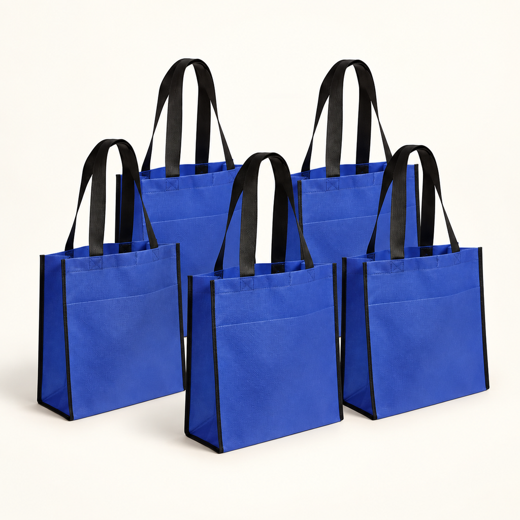 Reusable Front-Pocket Shopping Bag Multipacks in blue